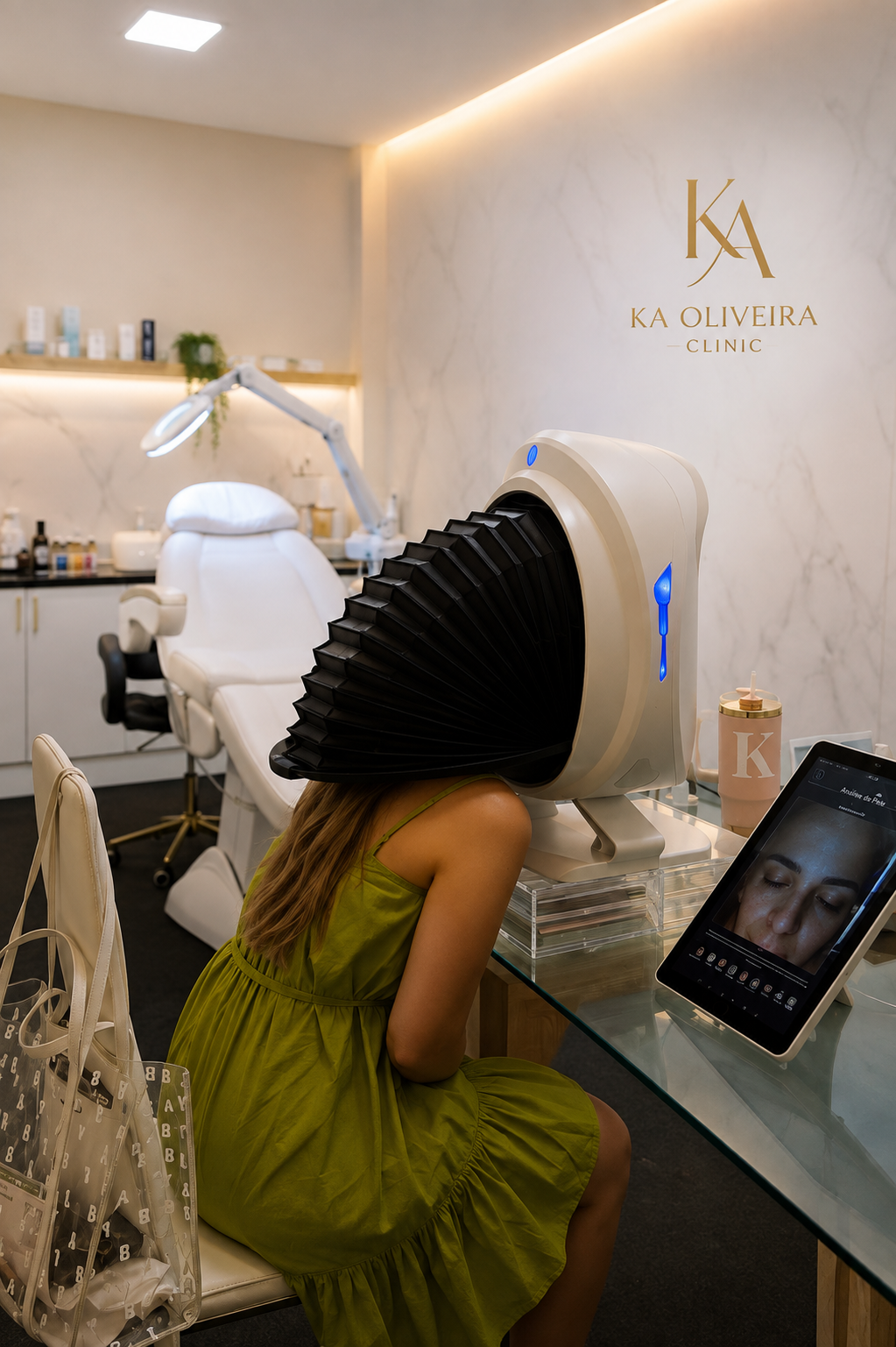 Análise de pele com tecnologia na KA Oliveira Clinic